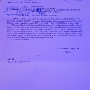 Ankara Ümitköy Sportif Yaşam Kulübü, Üyelik İptali Ve İade Para