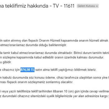 Fixpack Ürünü Tamir Etmek Yerine Saçma Teklifte Bulunabiliyor