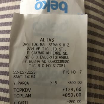 Arçelik Altaş Day. Türk. Malları Yenibosna Servis Şikayetçiyim