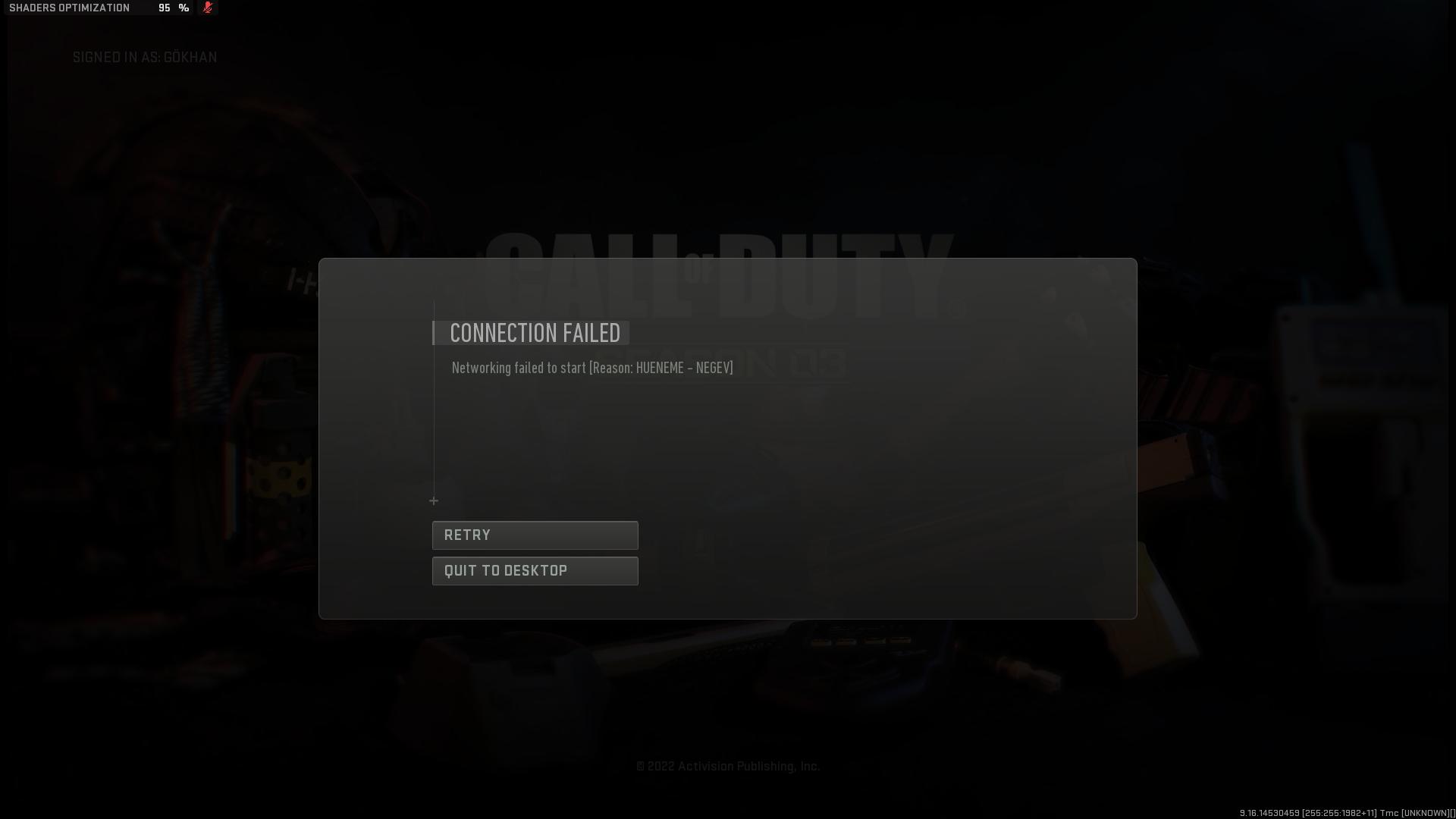 Networking Failed To Start (Hueneme Negev) Hatası Şikayetvar