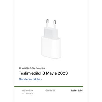 Apple 20 Watt Şarj Adaptörü Sipariş Tarihinden Sonra İptal Edildi.