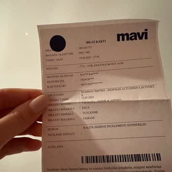 Mavi Mağazasının İade Almaması