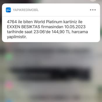 Exxen Beşiktaş Kartımdan Onaysız Para Çekildi İadesini Talep Ediyorum!