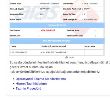 Aras Kargo Getirilmeyip İade Edilen Kargolar