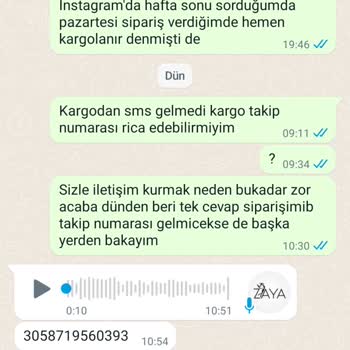 Zaya Korse Gelmeyen Ürünü İptal Etmiyor!