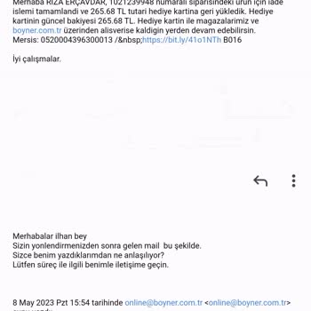 Boyner Ürün İadesi İle İlgili Yaşadığım Sorun.