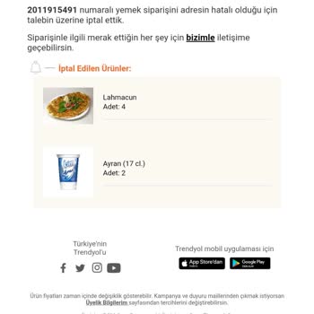 Trendyol Yemek Trendyol Kurye Şikayeti Trendyol Para İadesi