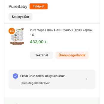 Purebaby Eksik Ve Yanlış Ürün Gönderdi Hatalarını Telafi Etmiyorlar.