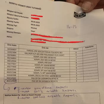 IKEA Kartal Mağazası Hasarlı Ürün Teslimatı