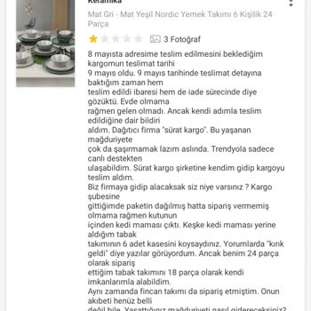 Keramika-Trendyol-Sürat Kargo Firmalarında Yaşanan Mağduriyet