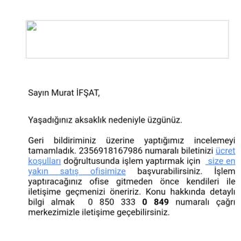 THY Bilet Ücret İadesi