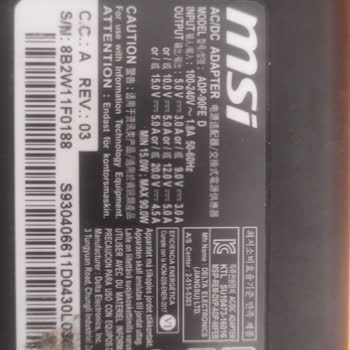 MSI Türkiye MSI Laptop Şarj Adaptörü Arızalandı