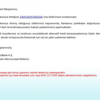 Denizbank Mavi Kart Sorunu