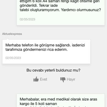 Aktüel Ofis A4 Kağıdı İade