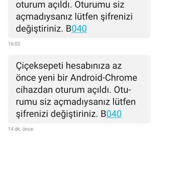 Çiçek Sepeti Hesabınıza Farklı Bir Cihazdan Oturum Açılmıştır