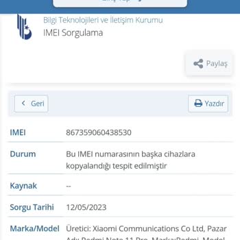 Xiaomi Kopyalanmış IMEI Numarası