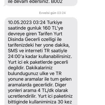 Turkcell Yurt Dışı Kullanım Ücreti