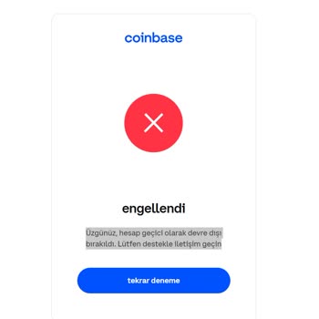 Coinbase Hesabım Geçici Olarak Devre Dışı Bırakıldı