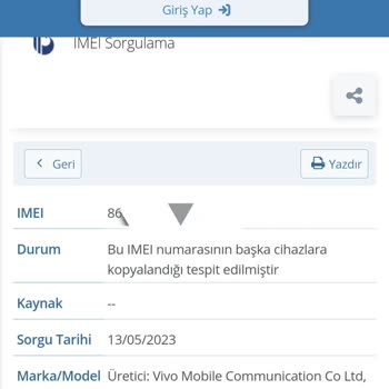 Klon IMEI Sorununun Üretici Firma Vivo Tarafından Çözülememesi