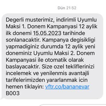 Taahhüdümün Vodafone Tarafından Erken Tarihte Sonlandırılması