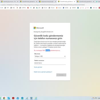 HOTMAİL'İME Giriş Yapamıyorum, Kod Alamıyorum
