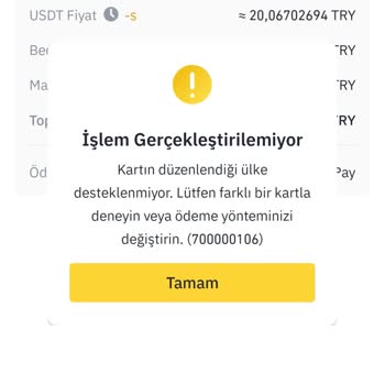 Binance Yatırım Hatası Alıyorum