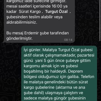Sürat Kargo Dağıtıma Çıkartmadan İade Ediyor