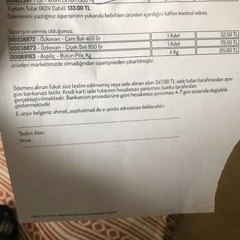 Şok Marketler Ürün Sipariş Ediyorum Ürün Gelmiyor.