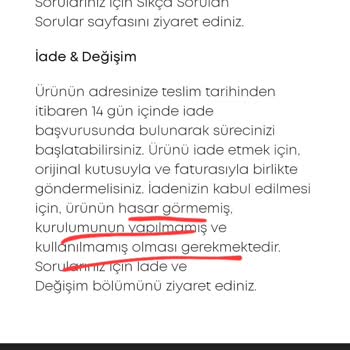 Enza Home Enza Online Alınan Ürünün İadesini Gerçekleştirmiyor