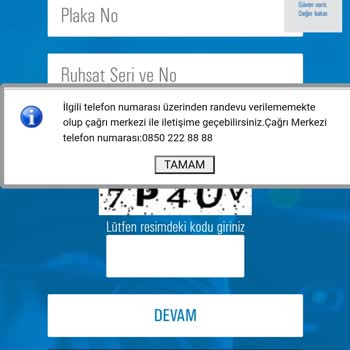 TÜVTÜRK Telefon Numaramı Engellenmiş