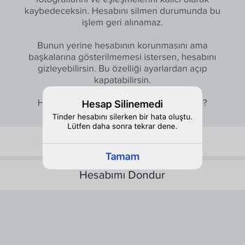 Tinder Hesabı Silinemiyor