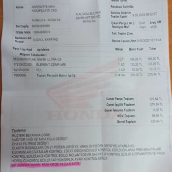 Honda Ataberk Servis Garantisi Olduğu Halde Garantiye Sokmuyor