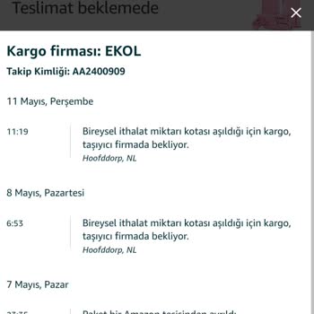 Amazon Kargomun Yola Çıkmaması