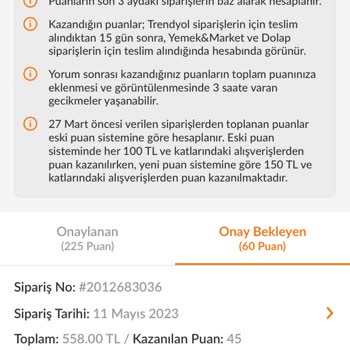 Trendyol Onay Bekleyen Puanlar Onaylanmıyor