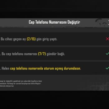PUBG (Pubgmobile.com) Telefon Numarası Silinmiyor Ve İkinci Doğrulama Sorunu
