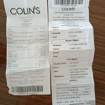 COLIN’S Garanti Şartı, Üste Para Ver Yenisini Al.