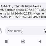Akbank'tan Bana Ait Olmayan SMS Gönderilmesi