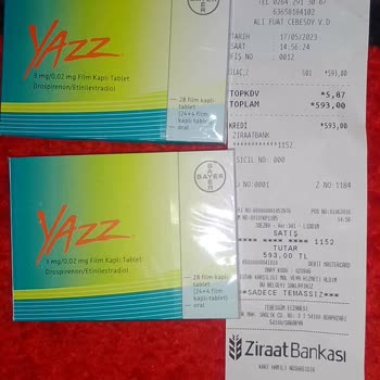 Tebessüm Eczanesi (Sakarya)'nden Alınan 2 Kutu Yazz Adlı İlaç 593 TL