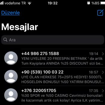 Vodafone Bahis Sitelerinden Gelen İstenmeyen SMS