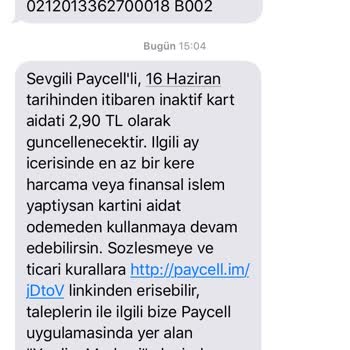 Paycell İnaktif Aidat Ücreti