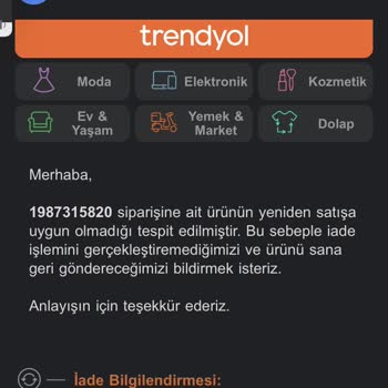 Trendyol Ürün İadesi Reddi