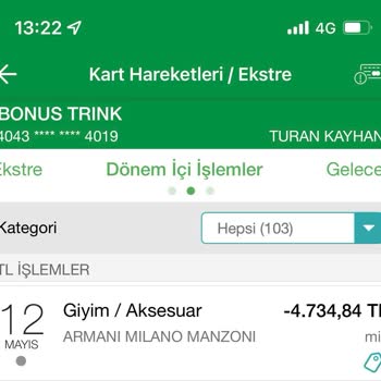 Garanti Bonus Yurt Dışı Tl Harcamaya Fahiş EUR Kur Farkı (26,5)
