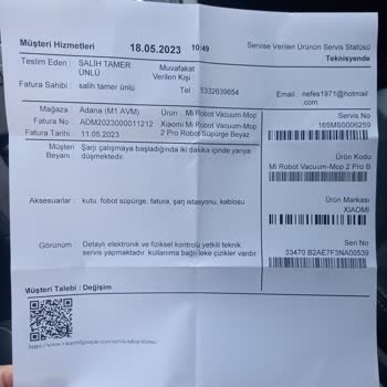 Vatan Bilgisayar Şehir Dışında Servis, Uzun Servis Süresi, Bataryası Arızalı Ürün.