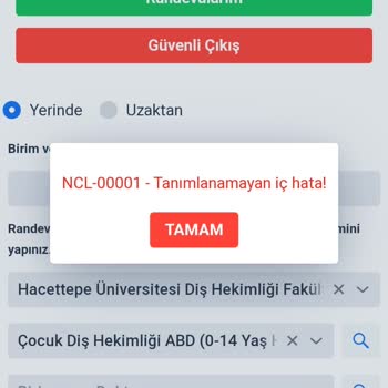 Hacettepe Üniversitesi Hastanesi Hacettepe Çocuk Diş Dolgusu Randevusu Alamıyorum