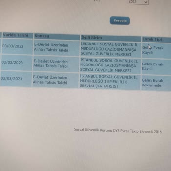 SGK Emeklilik Başvurusu Gelen Evrak Beklemede