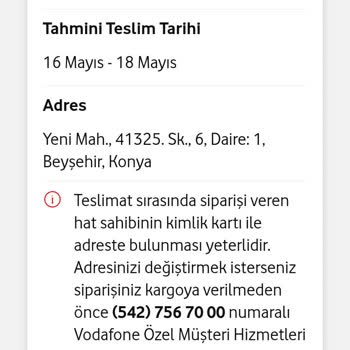 Vodafone Ürün Kargoya Vermemek