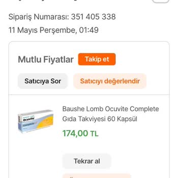 Hepsiburada Ocuvite Complete Ürün Şikayeti