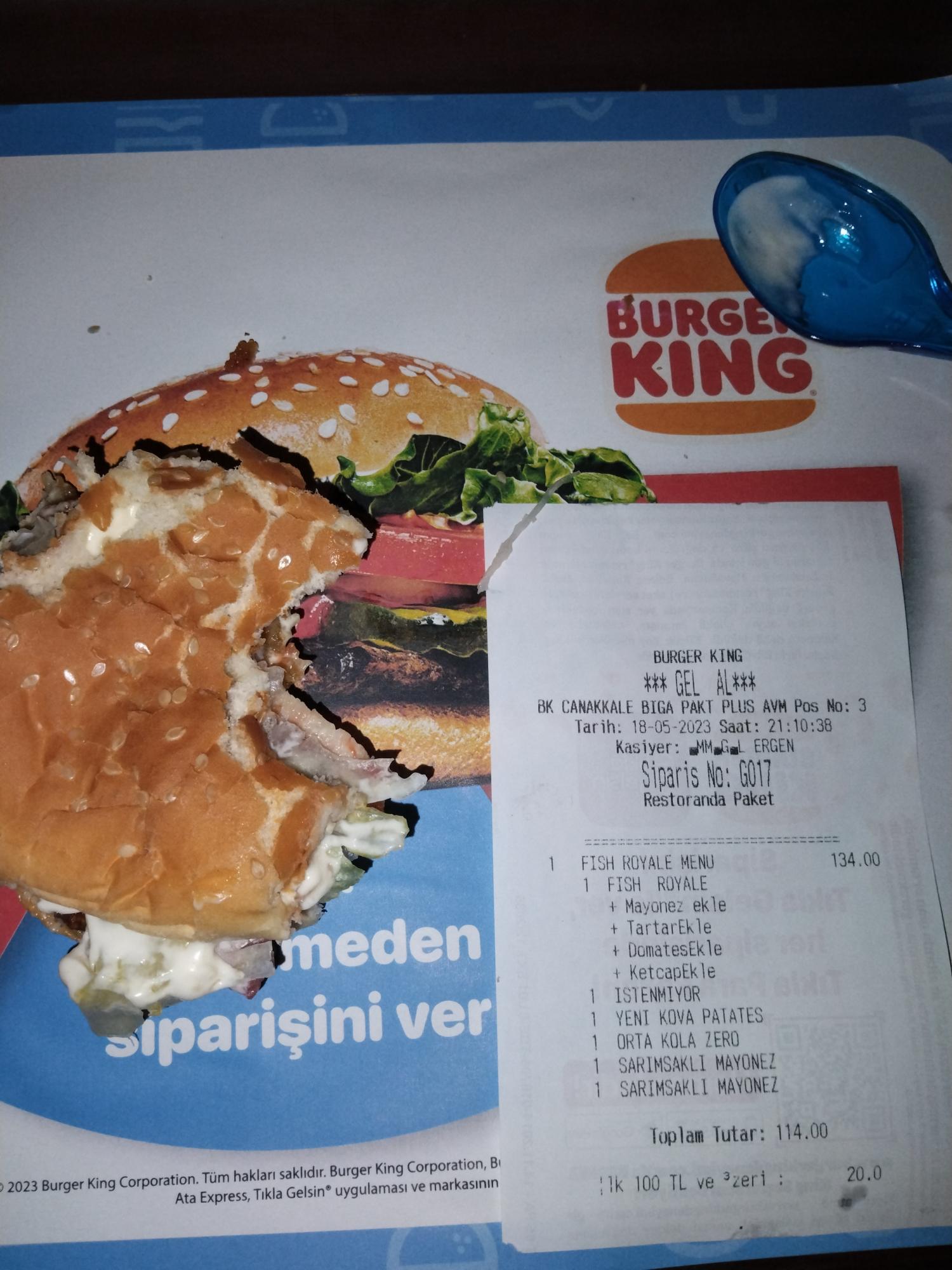 Burger King Fish Royal Kılçık Sorunu - Şikayetvar