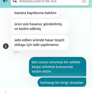 Amazon Ürün Hasarlı Denilerek Ücret İadem Yapılmıyor