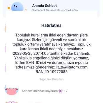 Litmatch Ban Yedim Durduk Yere Kaldırılmasını İstiyorum Rica Ediyorum